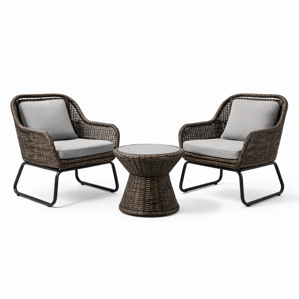 Ensemble de détente en rotin synthétique et verre trempé-urbanvi besretreat