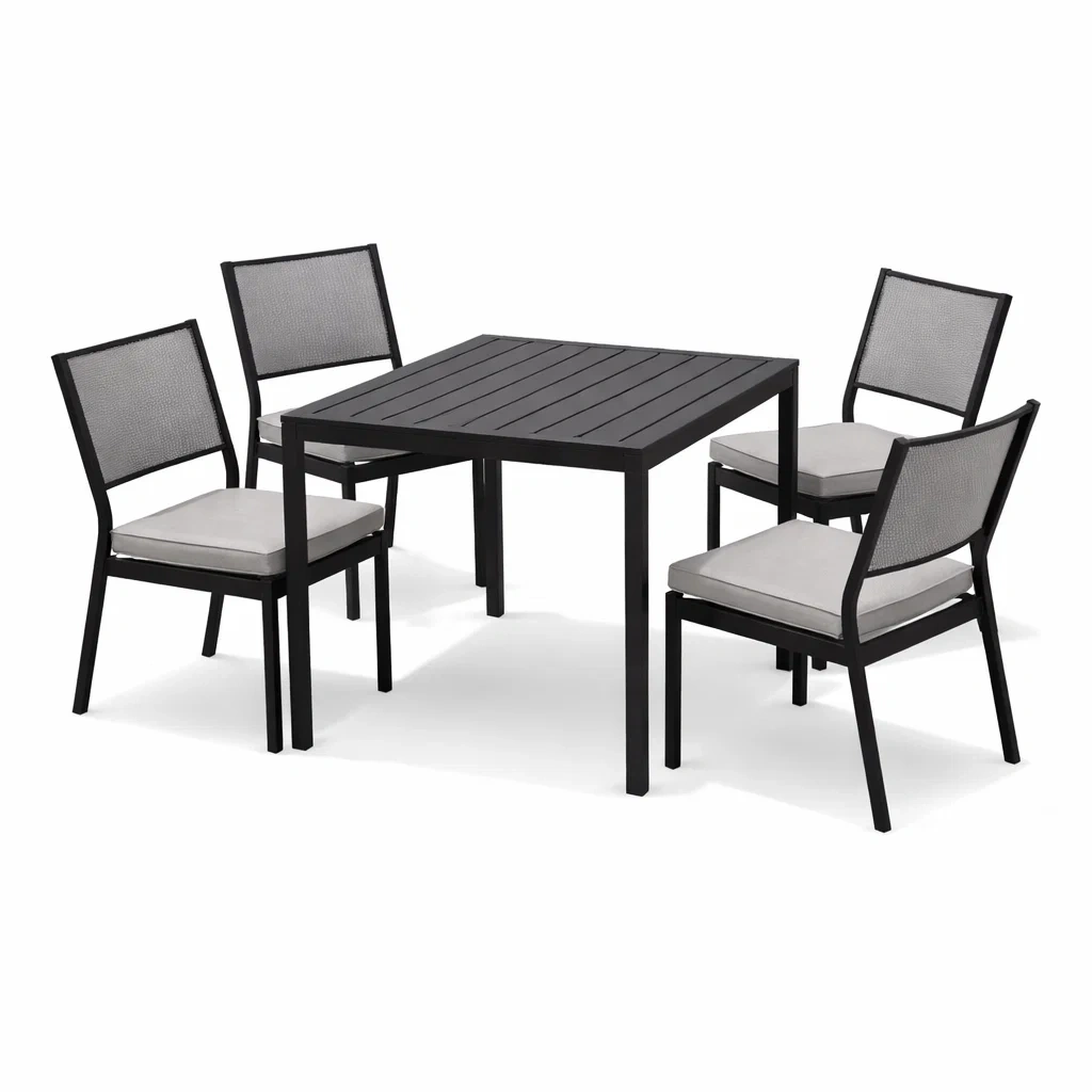 Ensemble de table et chaises en aluminium extérieur 4 places noir gris-urbanvi besretreat