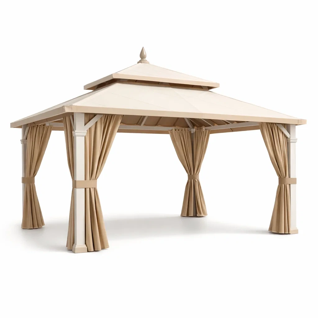 Pavillon en aluminium avec toit en polyester beige-urbanvi besretreat