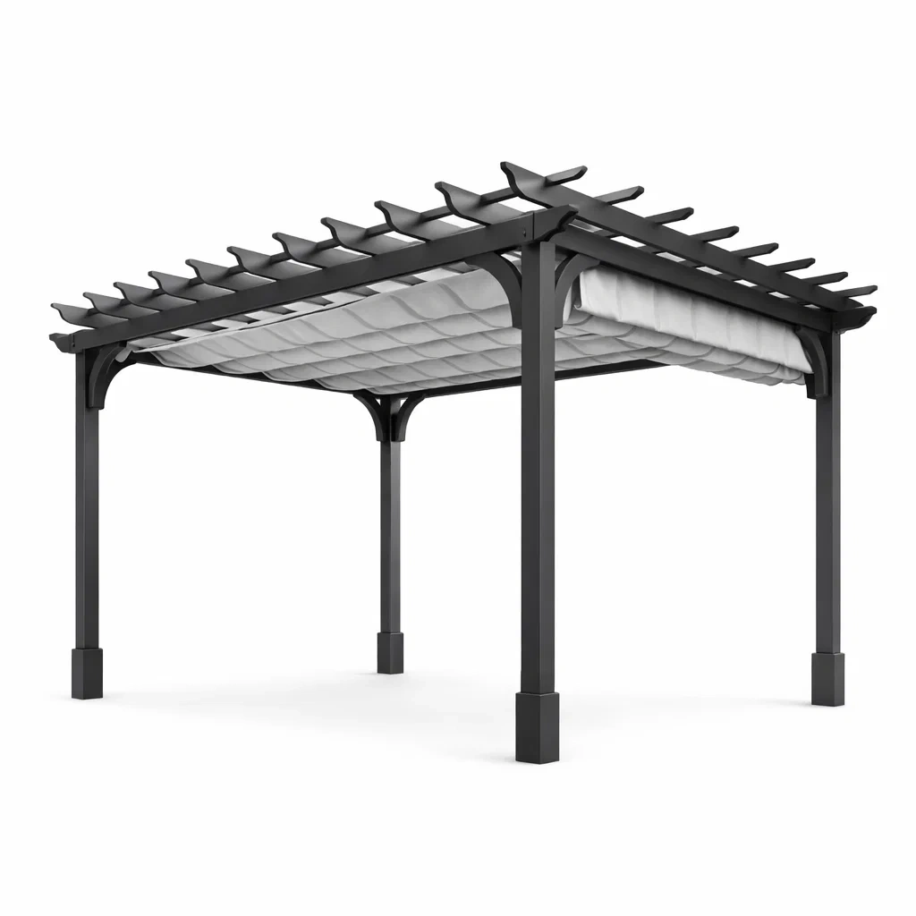 Pergola d’extérieur en aluminium avec toit rétractable 300 x 300 x 225 cm-urbanvi besretreat