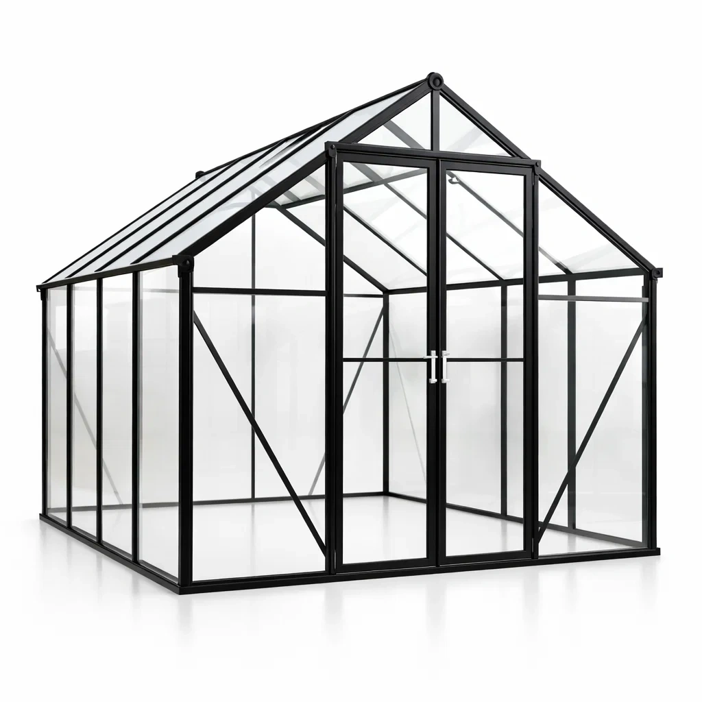 Serre en aluminium noir avec verre trempé 300 x 250 x 230 cm-urbanvi besretreat