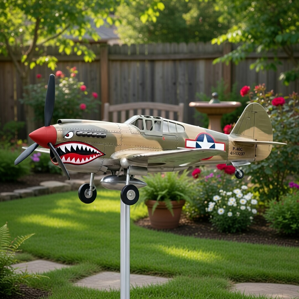 Shark Mouth Warplane Garden Wind Spinner