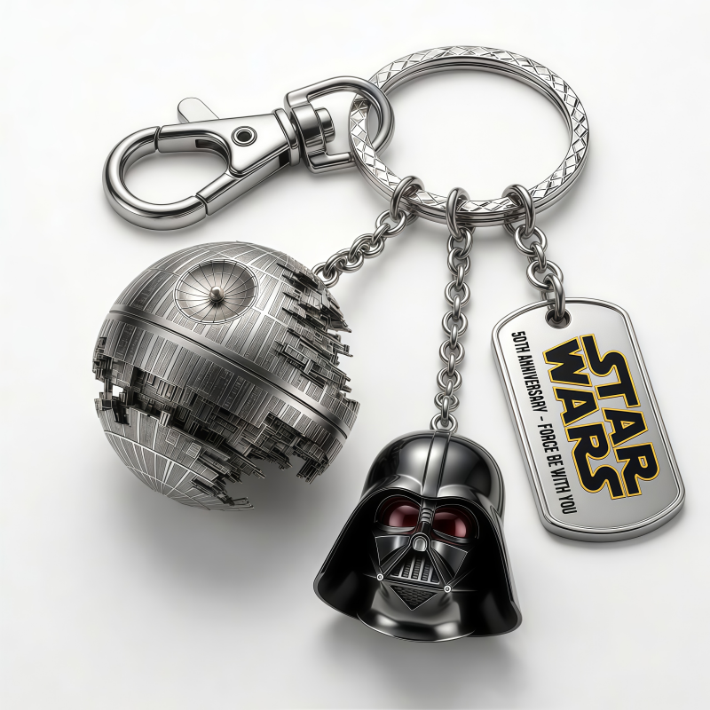 Star Wars 50th Anniversary Death Star & Darth Vader Keychain