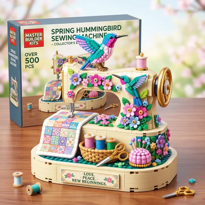 Spring Hummingbird Sewing Machine Brick Edition