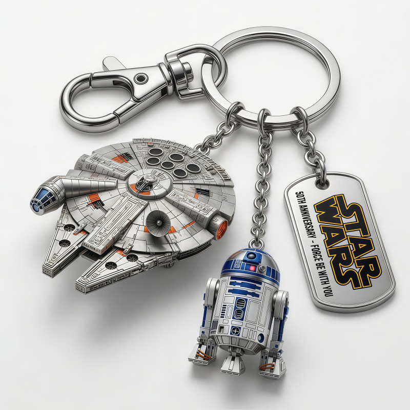 Star Wars 50th Anniversary Death Star & Darth Vader Keychain