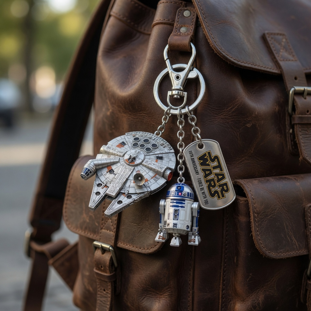 Star Wars 50th Anniversary Death Star & Darth Vader Keychain