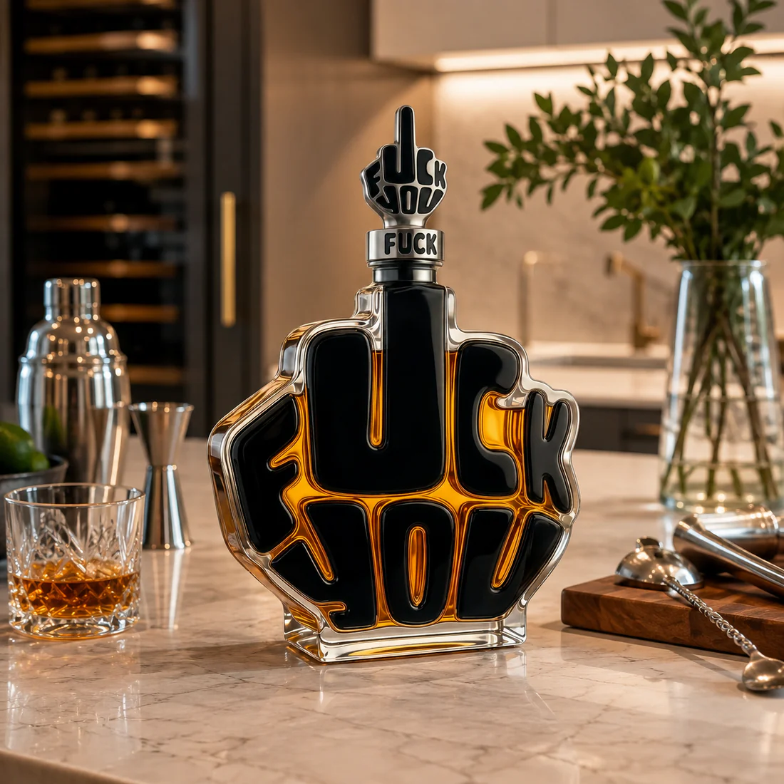 Novelty Middle Finger Whiskey Decanter Set