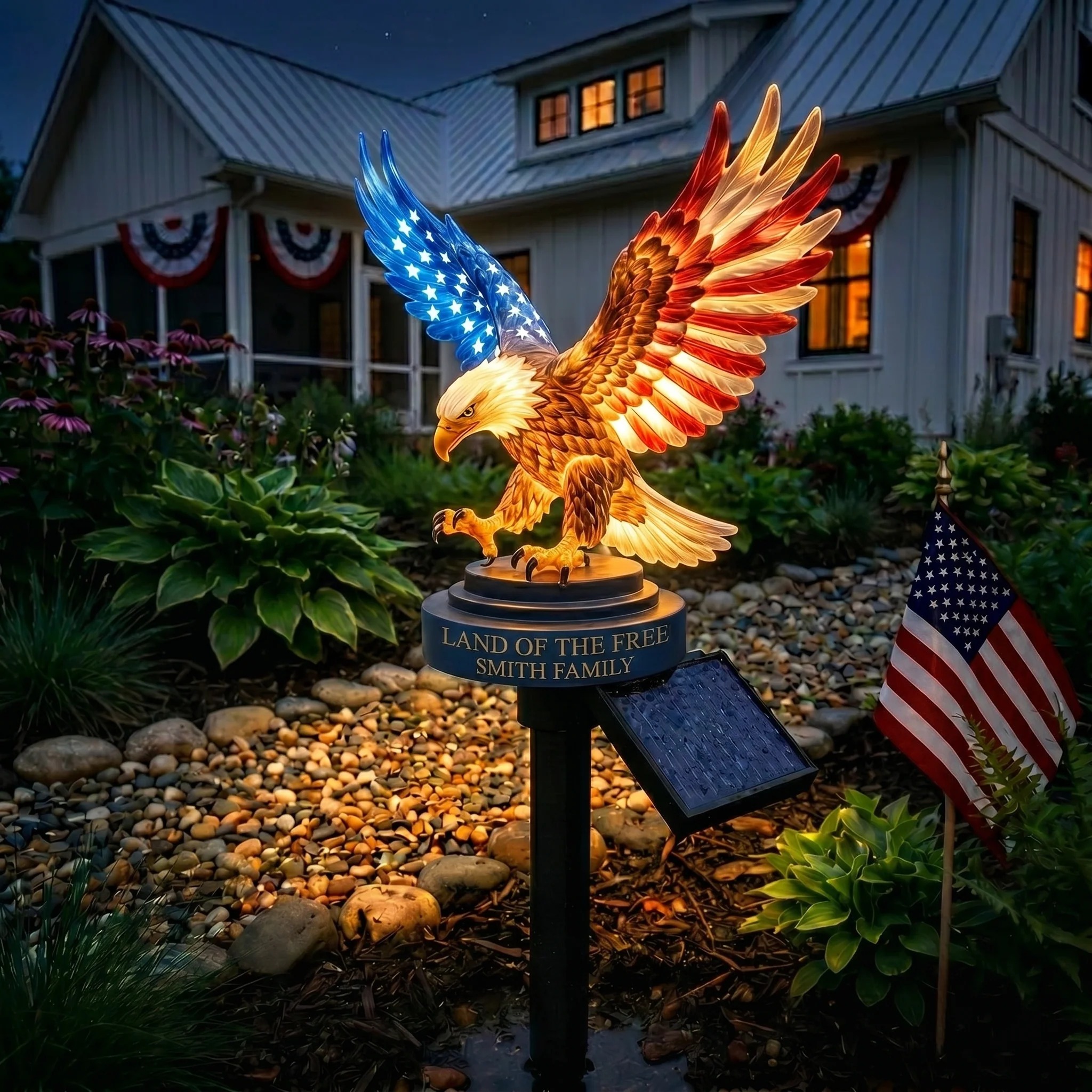 🦅 Solar Eagle Garden Light – A Glowing Tribute to 250 Years of American Freedom