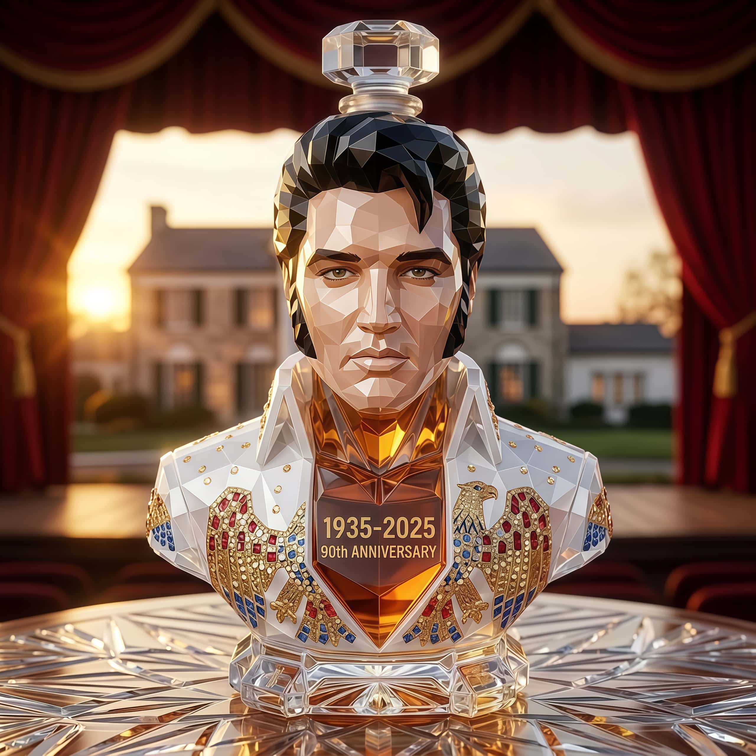Elvis Presley 90th Anniversary Whiskey Bottle