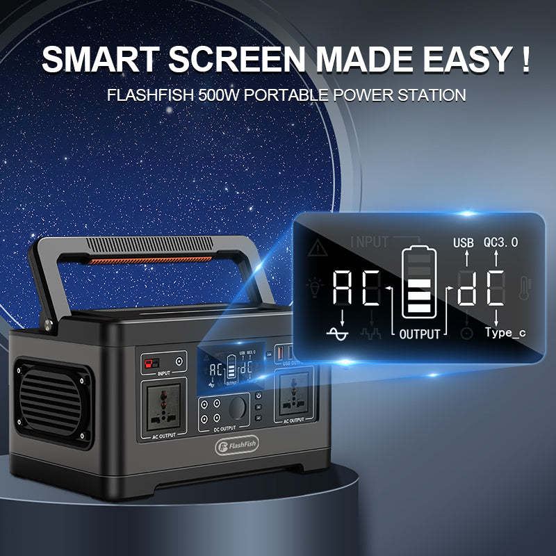 FlashFish P63 Portable Power Station | 500W+520Wh High-Capacity Backup
