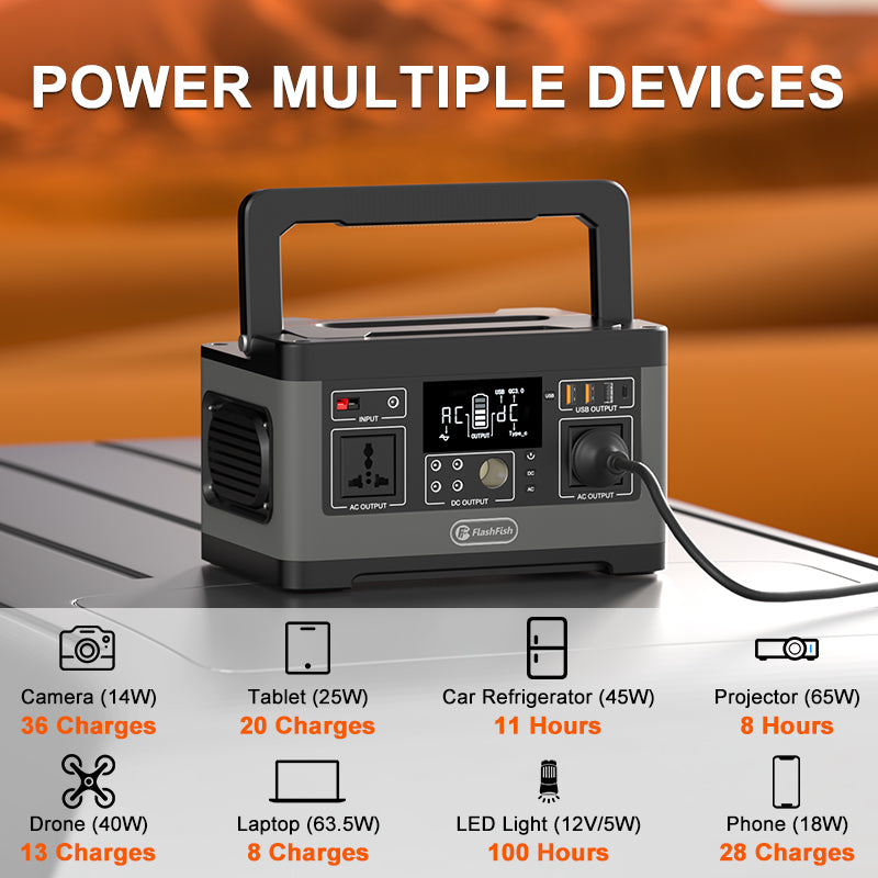 FlashFish P63 Portable Power Station | 500W+520Wh High-Capacity Backup