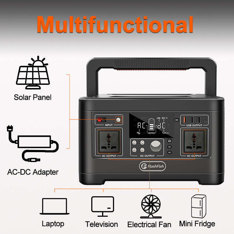 FlashFish P63 Portable Power Station | 500W+520Wh High-Capacity Backup