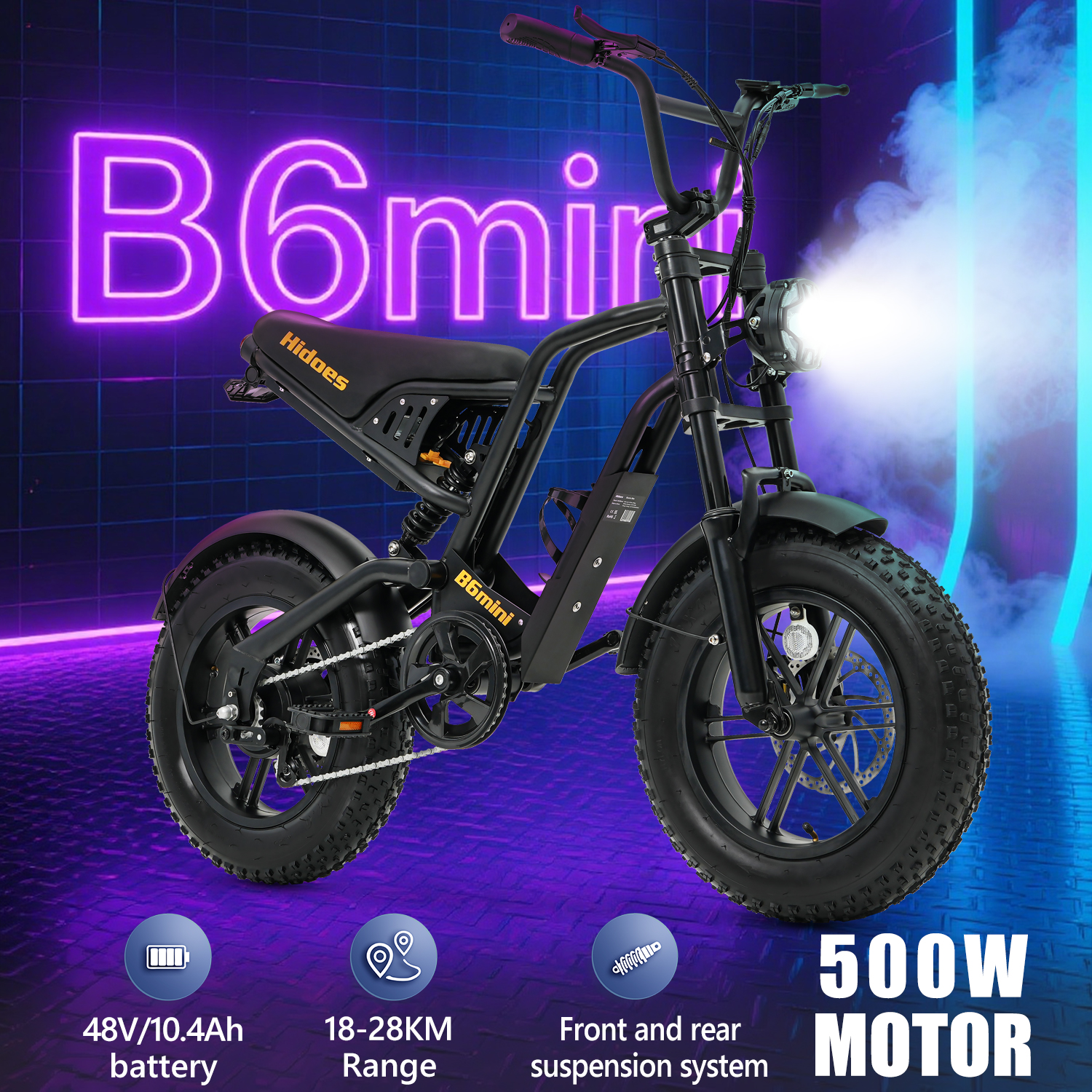 Hidoes B6 Mini Electric Bike With 48v 10ah Battery & 16" Fat Tire