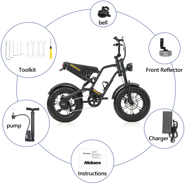 Hidoes B6 Mini Electric Bike With 48v 10ah Battery & 16" Fat Tire