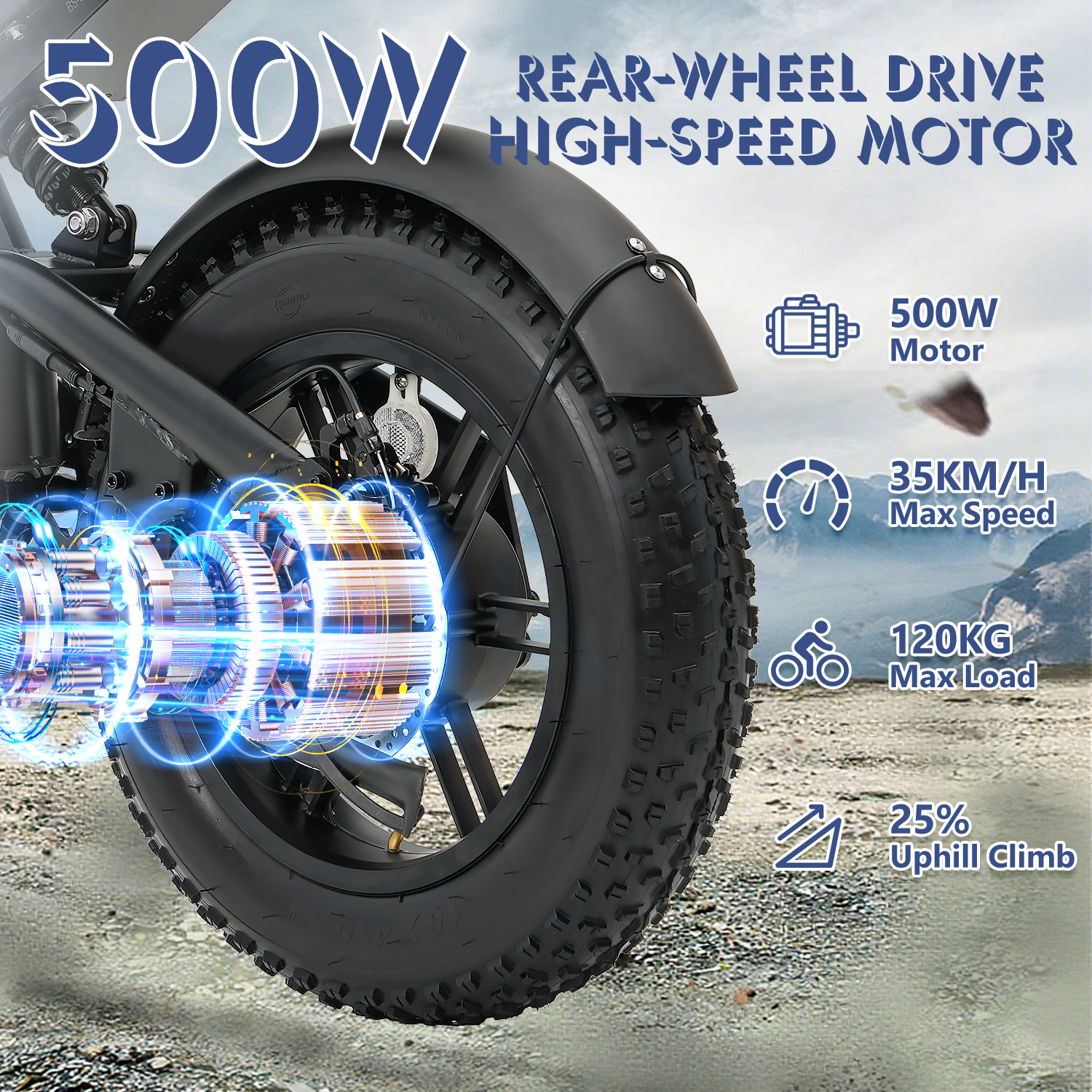 Hidoes B6 Mini Electric Bike With 48v 10ah Battery & 16" Fat Tire