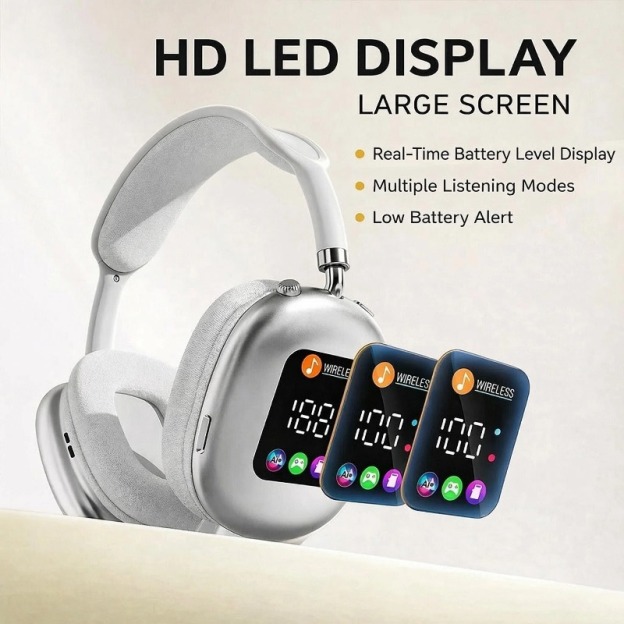 NWNENF RGB LED Gaming Headset Wireless Bluetooth Headphones – HiFi Stereo Over-Ear Sports Earbuds with Noise Reduction Mic-Black