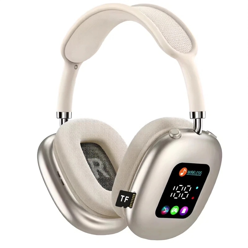 NWNENF RGB LED Gaming Headset Wireless Bluetooth Headphones – HiFi Stereo Over-Ear Sports Earbuds with Noise Reduction Mic-Ear Sports Earbuds with Noise Reduction Mic-champagne