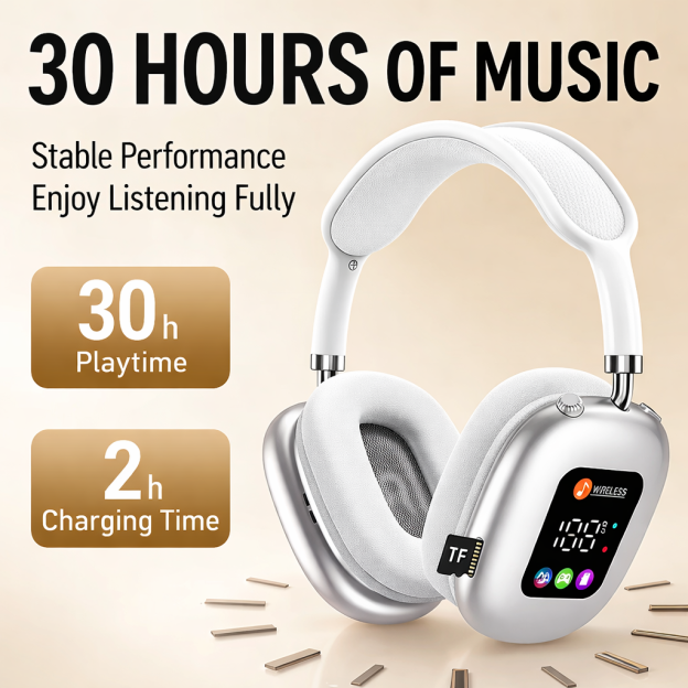 NWNENF RGB LED Gaming Headset Wireless Bluetooth Headphones – HiFi Stereo Over-Ear Sports Earbuds with Noise Reduction Mic-Black