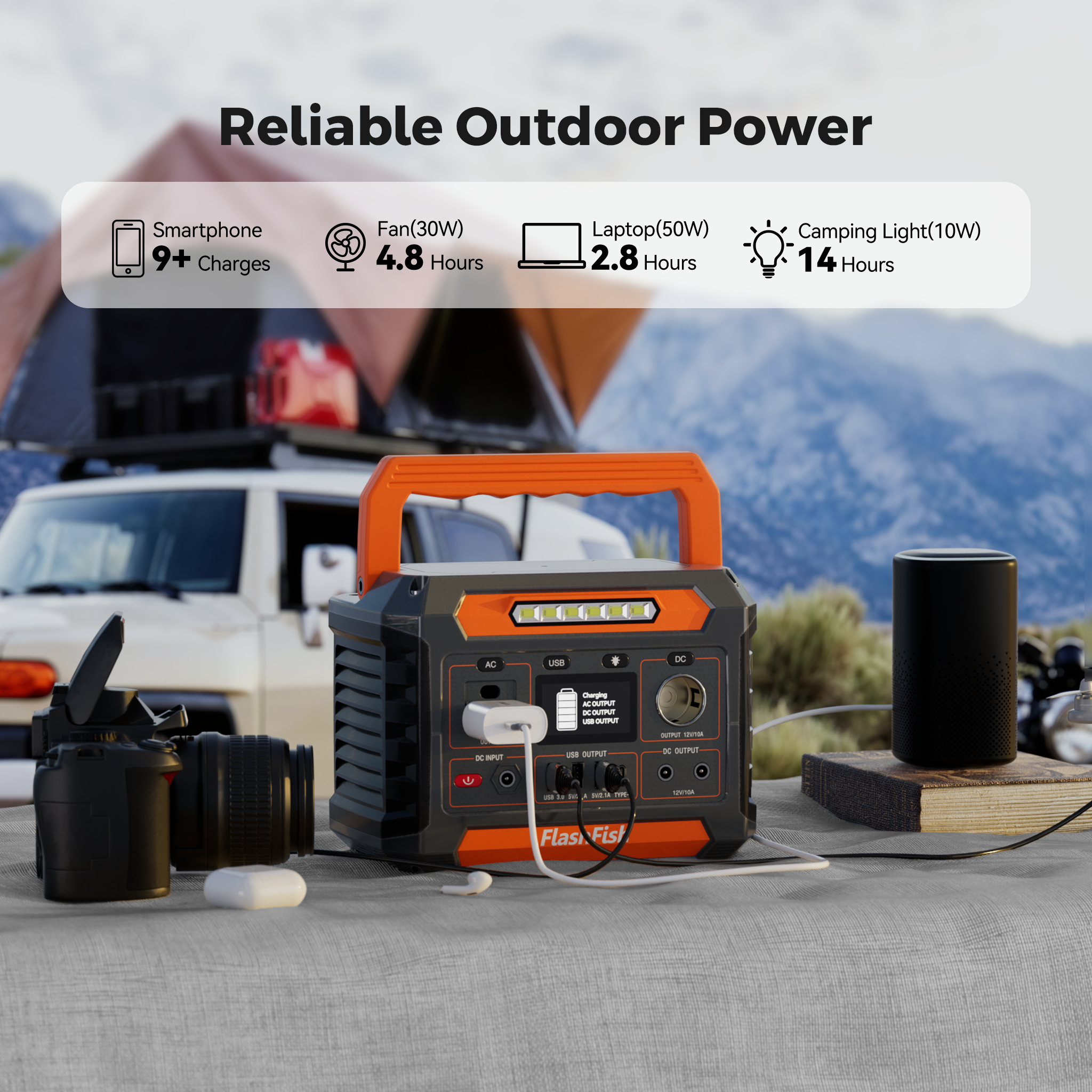 FlashFish P66A Portable Power Station | 260W+288Wh UPS & Wireless