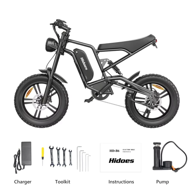 Hidoes B6 20*4.0" Electric Bike 48V 15.6AH Fat Tyre E-Mountain Bike 25KM/H