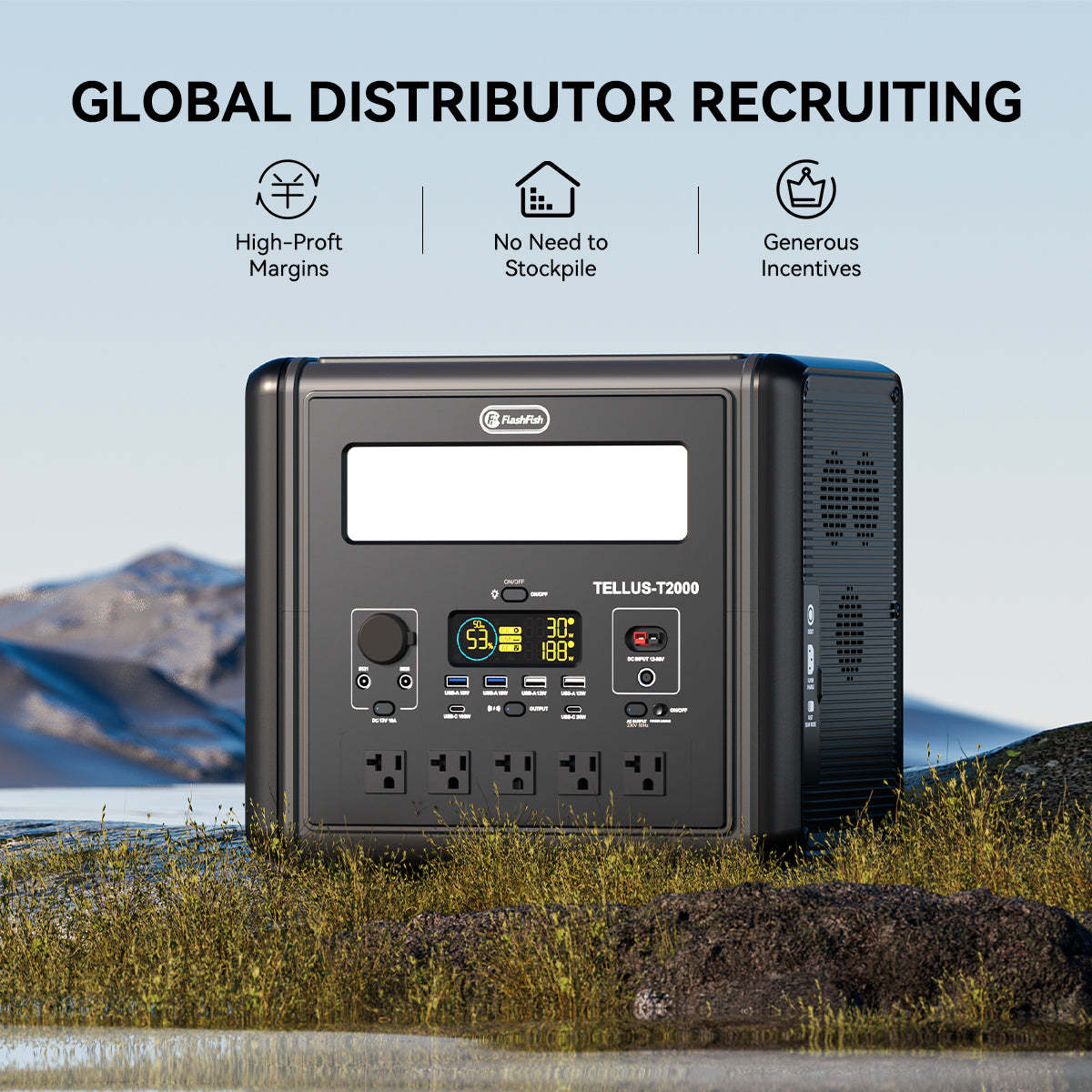 Flashfish T2000 Portable Power Station |【LFP】2000W+1536Wh