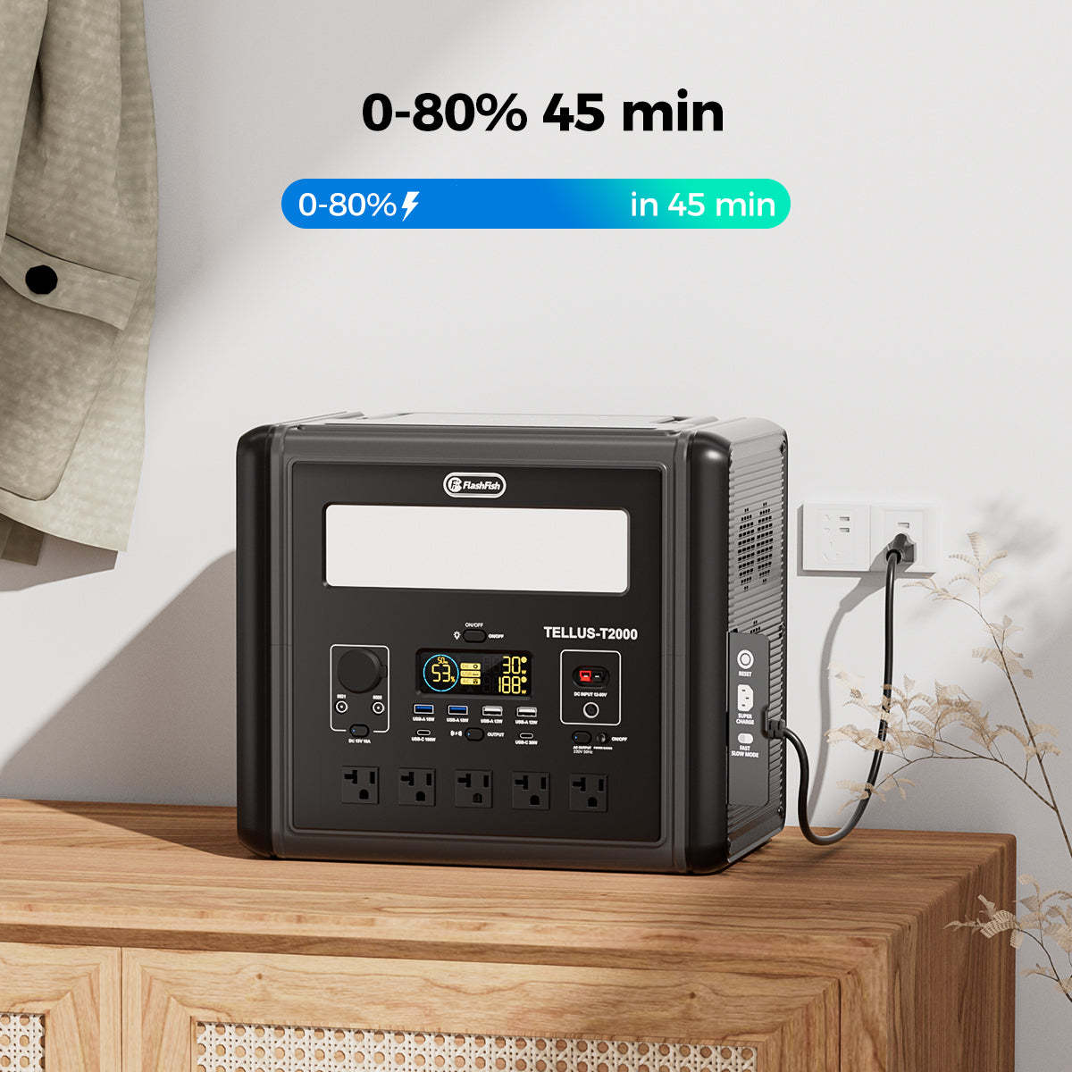 Flashfish T2000 Portable Power Station |【LFP】2000W+1536Wh