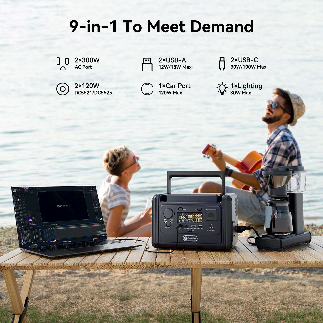 FlashFish T300PRO Portable Power Station |【LFP】300W+230Wh