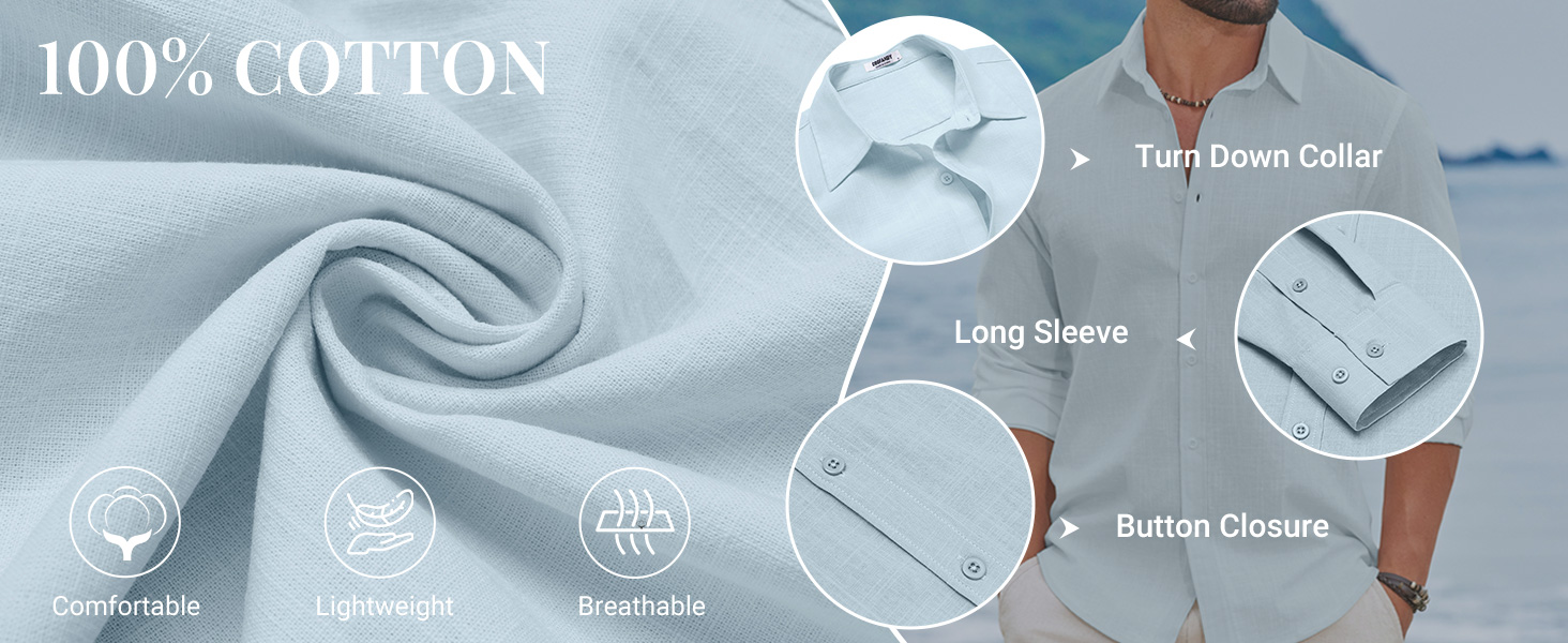 mens cotton linen button down shirt
