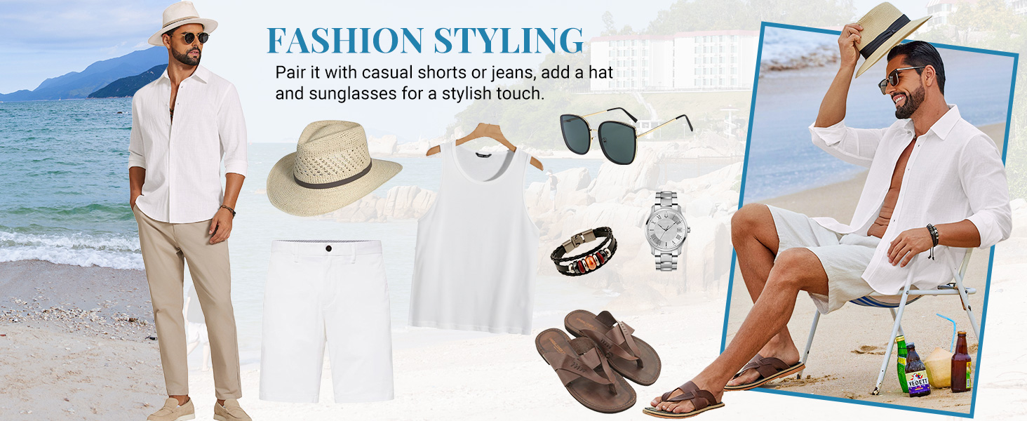 coofandy mens linen beach shirt