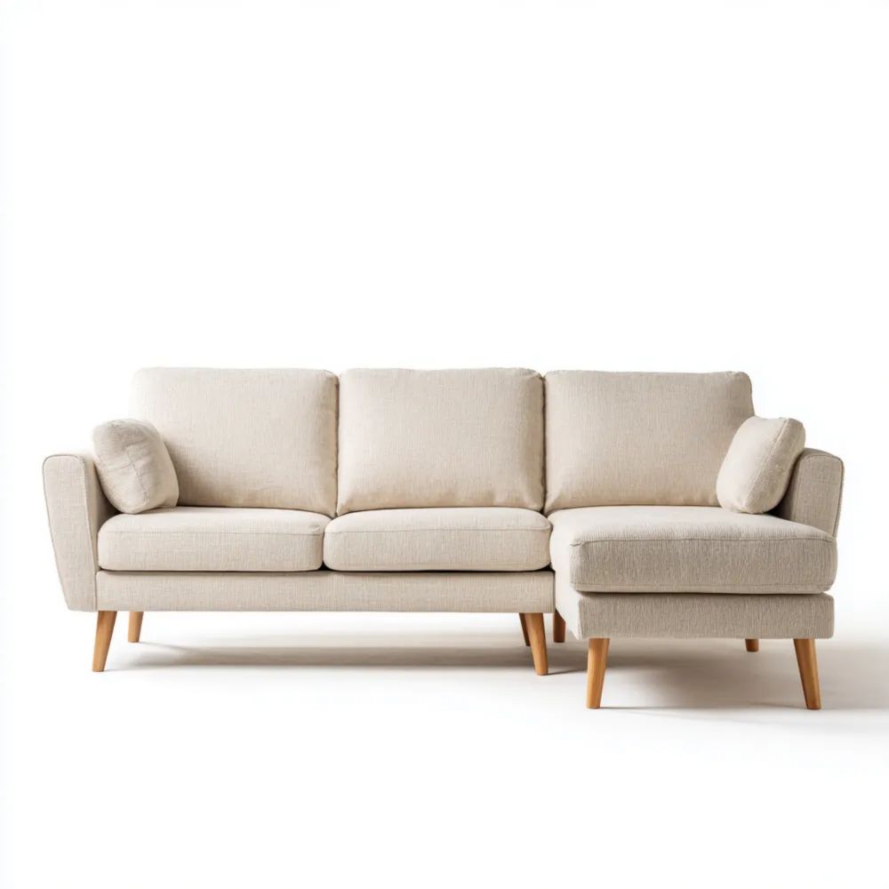 Ecksofa Stoff 250x160x85 cm – Beige – Skandinavisches Design