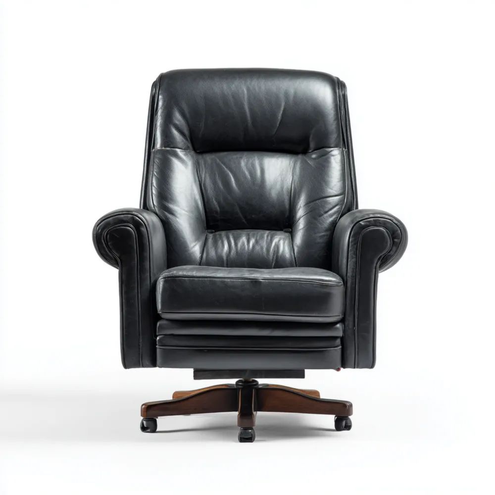 Ledersessel 85x90x110 cm mit Holzfuß - Schwarz - Komfortdesign