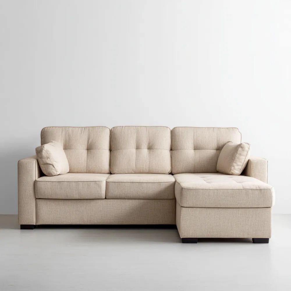 Ecksofa Stoffpolster 250x150x85 cm – Beige – Modernes Design