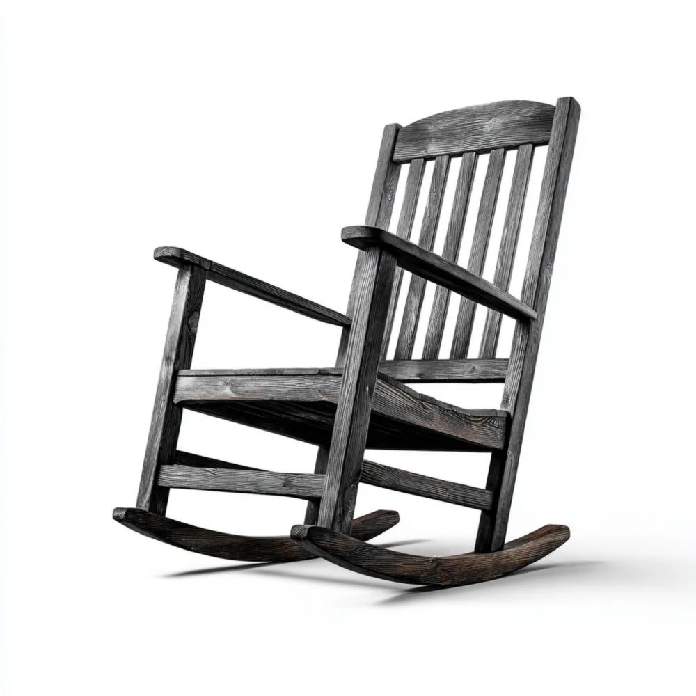 Gartenschaukelstuhl Massivholz 100x60x90 cm – Schwarz – Klassisches Design