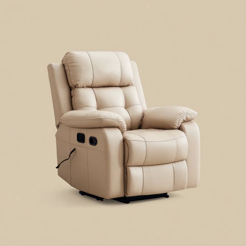Elektrischer Relaxsessel Kunstleder Beige - 85x90x105 cm Verstellbar