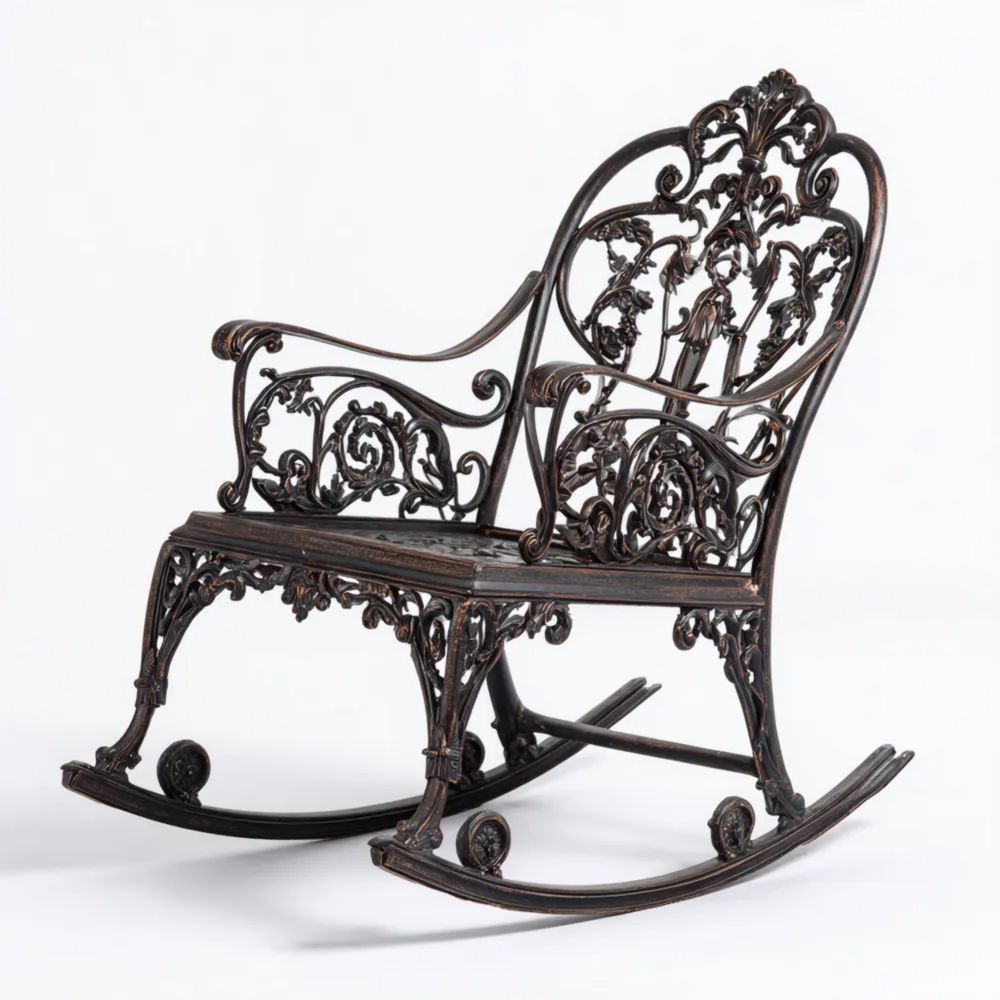 Gartenschaukelstuhl Gusseisen 90x60x85 cm – Bronze – Klassisches Design