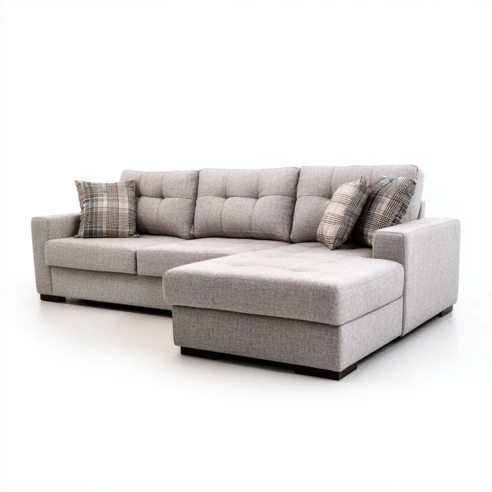 Ecksofa Stoff 250x150x85 cm - Hellgrau - Modernes Design