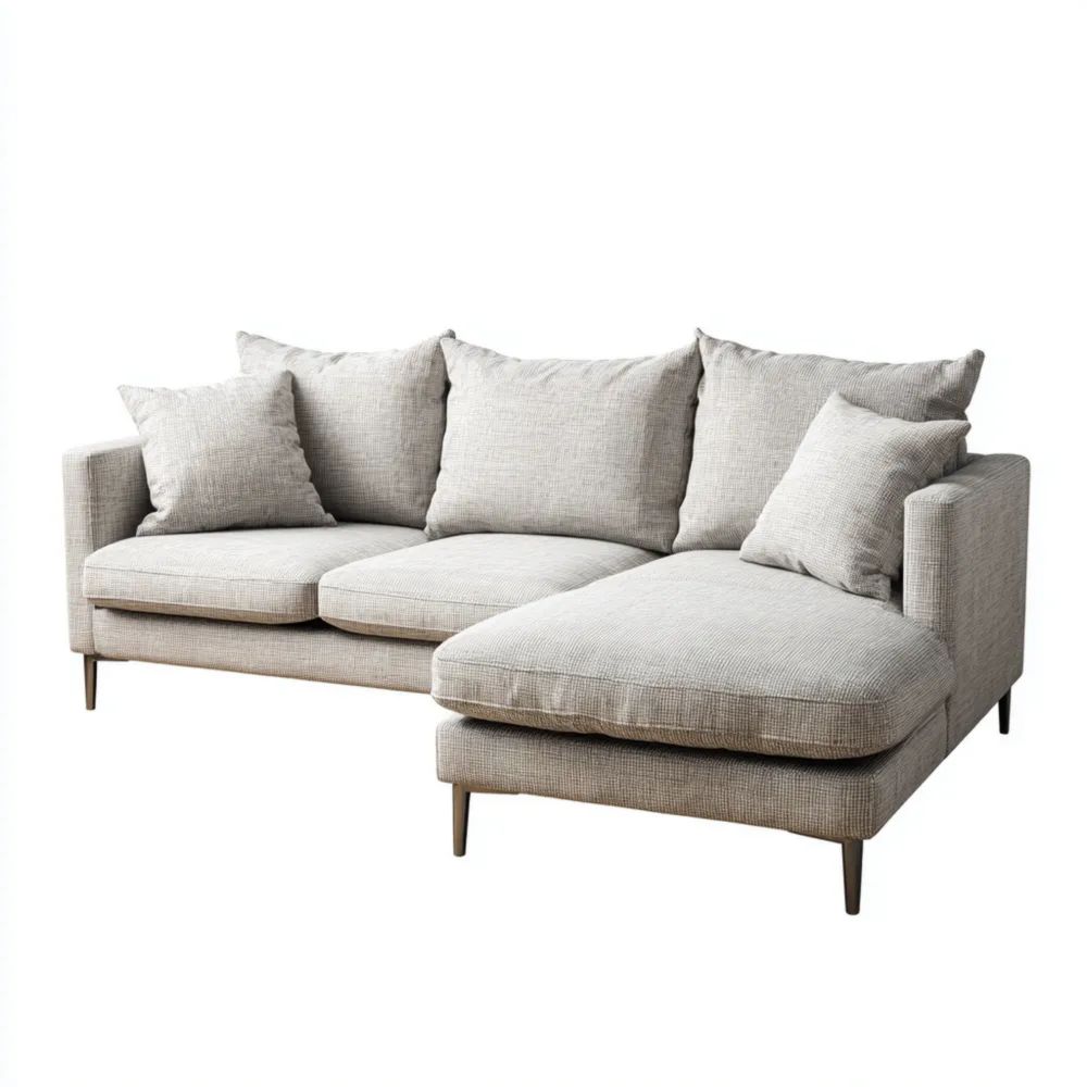 Ecksofa Stoff 260x160x85 cm – Hellgrau – Modernes Design