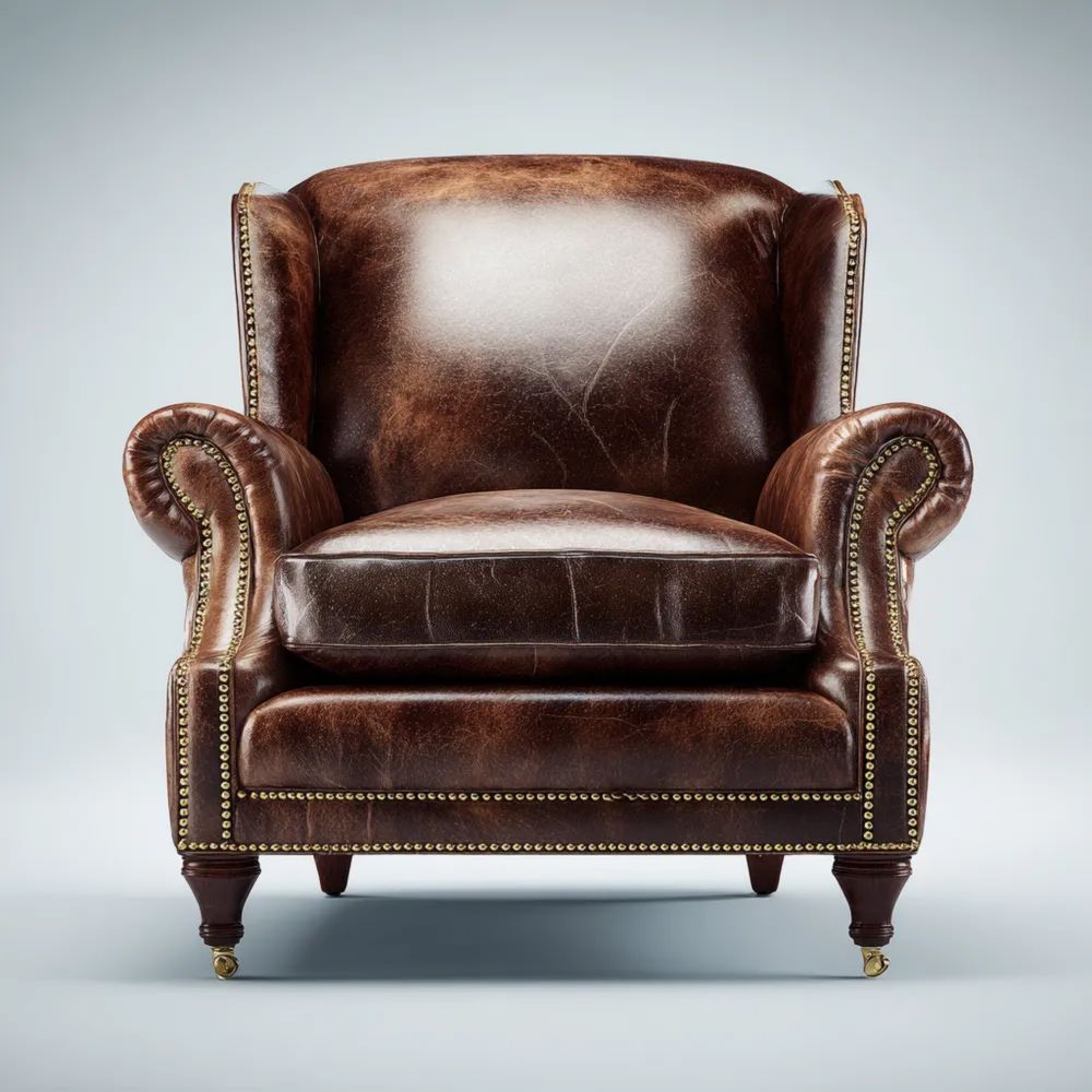 Ledersessel 90x85x100 cm Braun Antik-Design