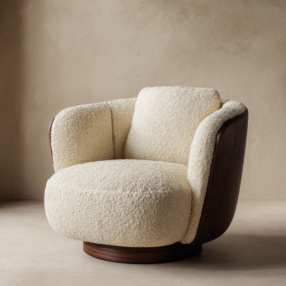 Moderner Drehsessel 85x90x75 cm - Cremeweiß