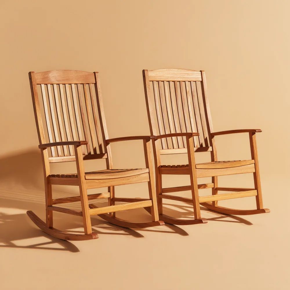 Gartenschaukelstuhl Set Massivholz 100x60x80 cm – Natur – Klassisches Design