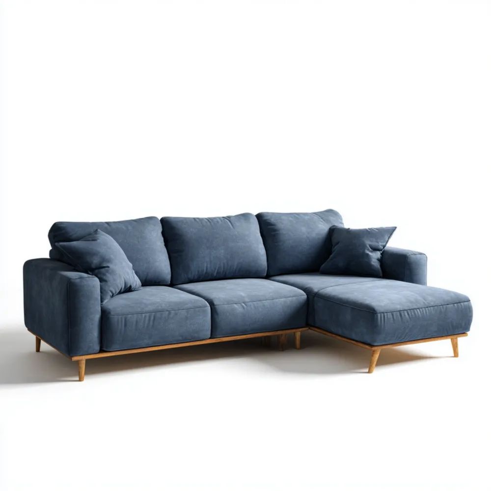Ecksofa Samt 280x160x80 cm - Dunkelblau - Skandinavisches Design
