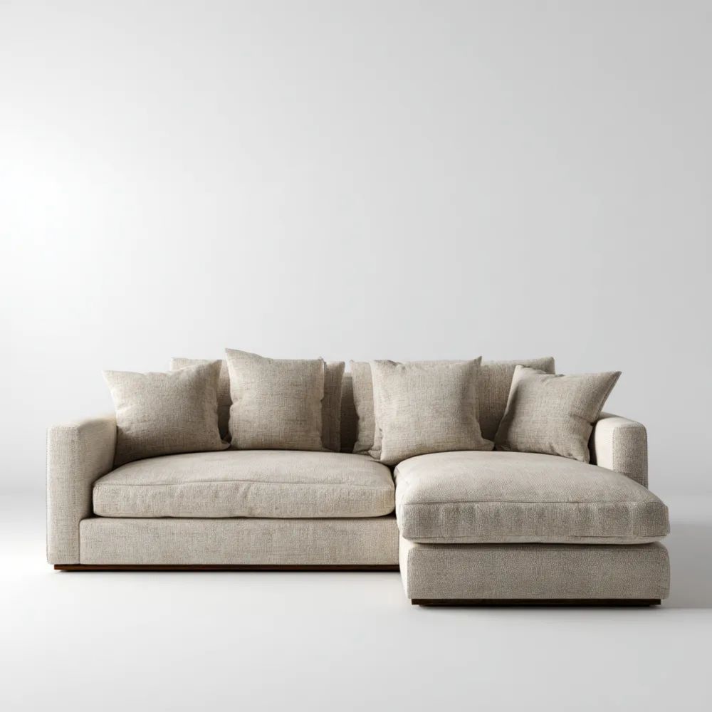 Ecksofa 250x150x85 cm – Leinen – Beige – Zeitgenössisches Design