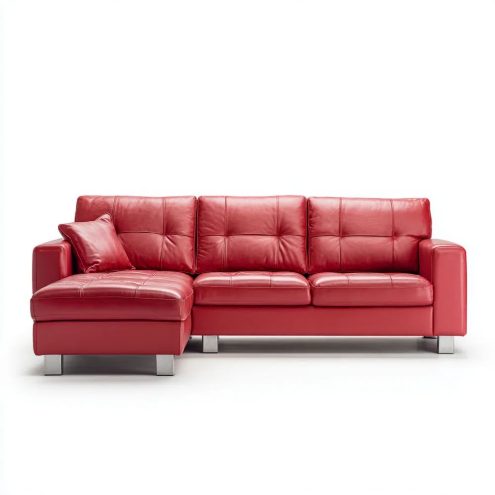 Ecksofa Leder 300x200x85 cm - Rot - Modernes Design