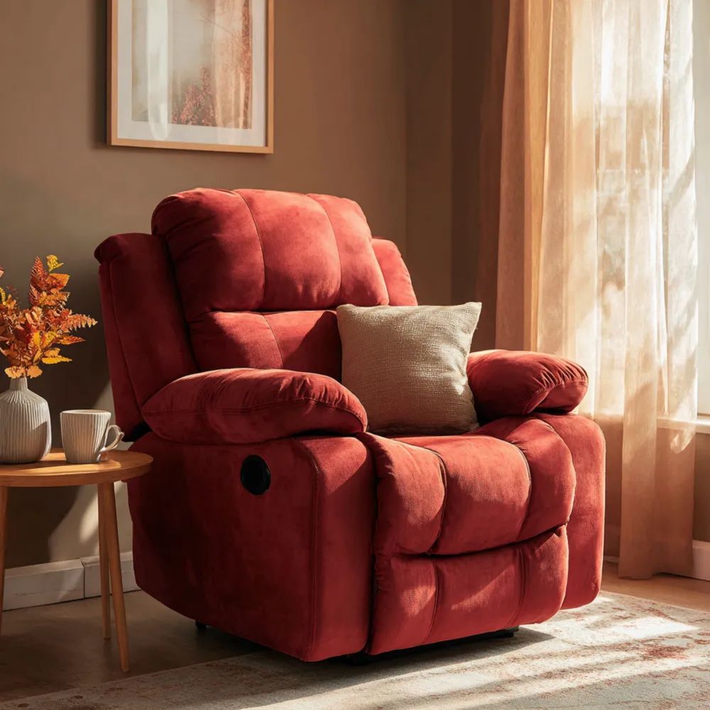 Relaxsessel Stoffpolsterung 95x90x100 cm – Rot – Ergonomisches Design