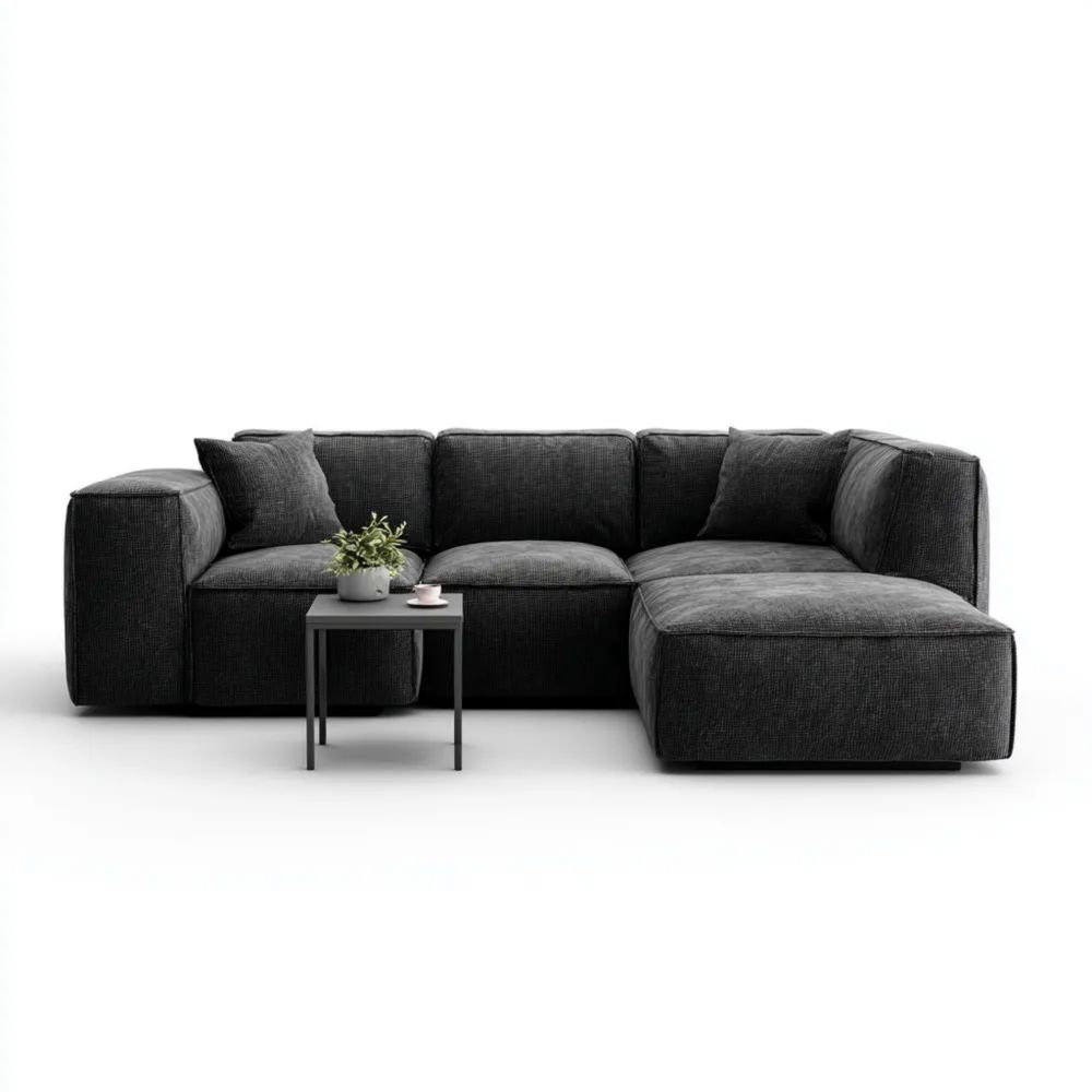 Ecksofa Set Stoff 280x280x85 cm - Anthrazit - Modernes Design