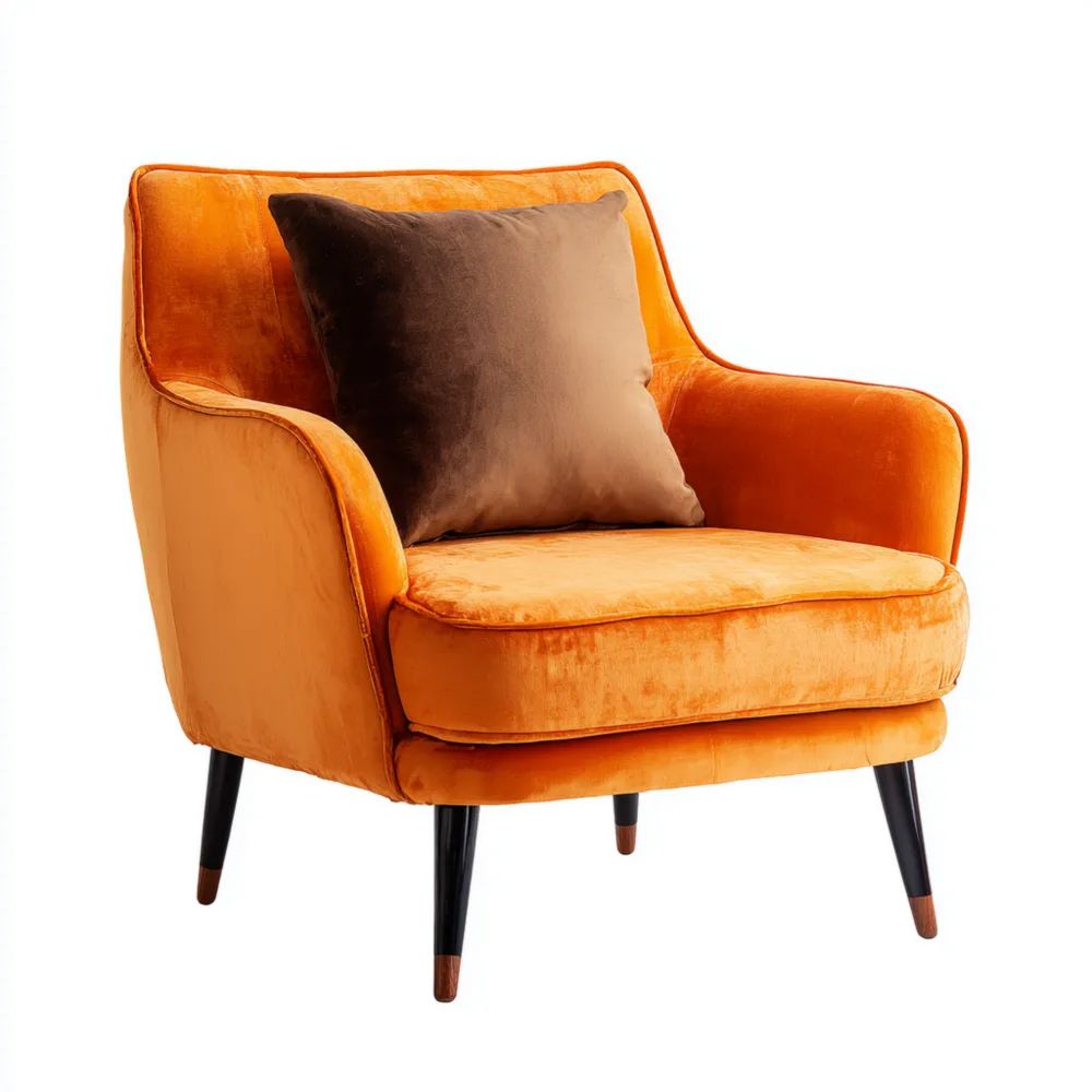 Moderner Sessel Samtstoff 70x75x85 cm - Orange/Braun