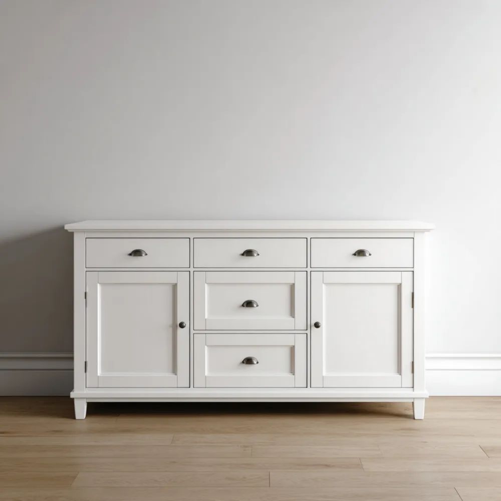 Sideboard Holz 140x40x85 cm - Weiß - Klassisches Design