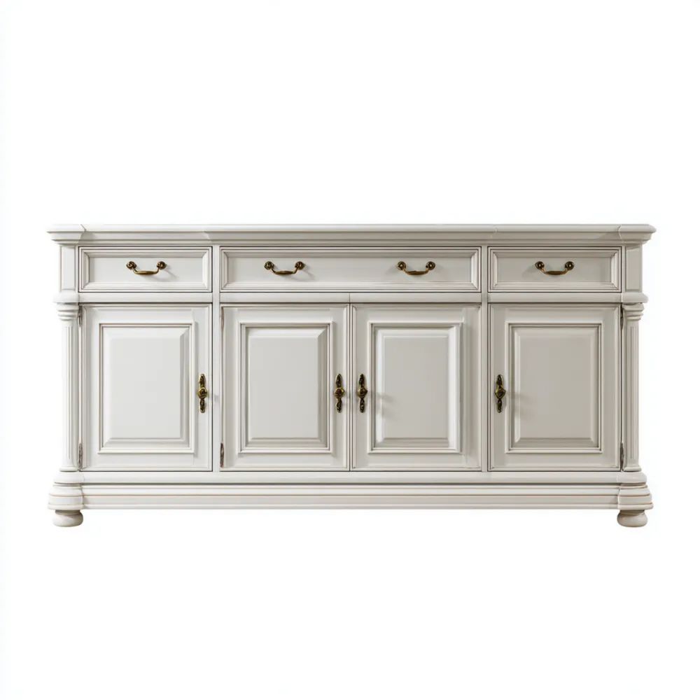 Klassisches Sideboard Holz 180x45x90 cm – Weiß