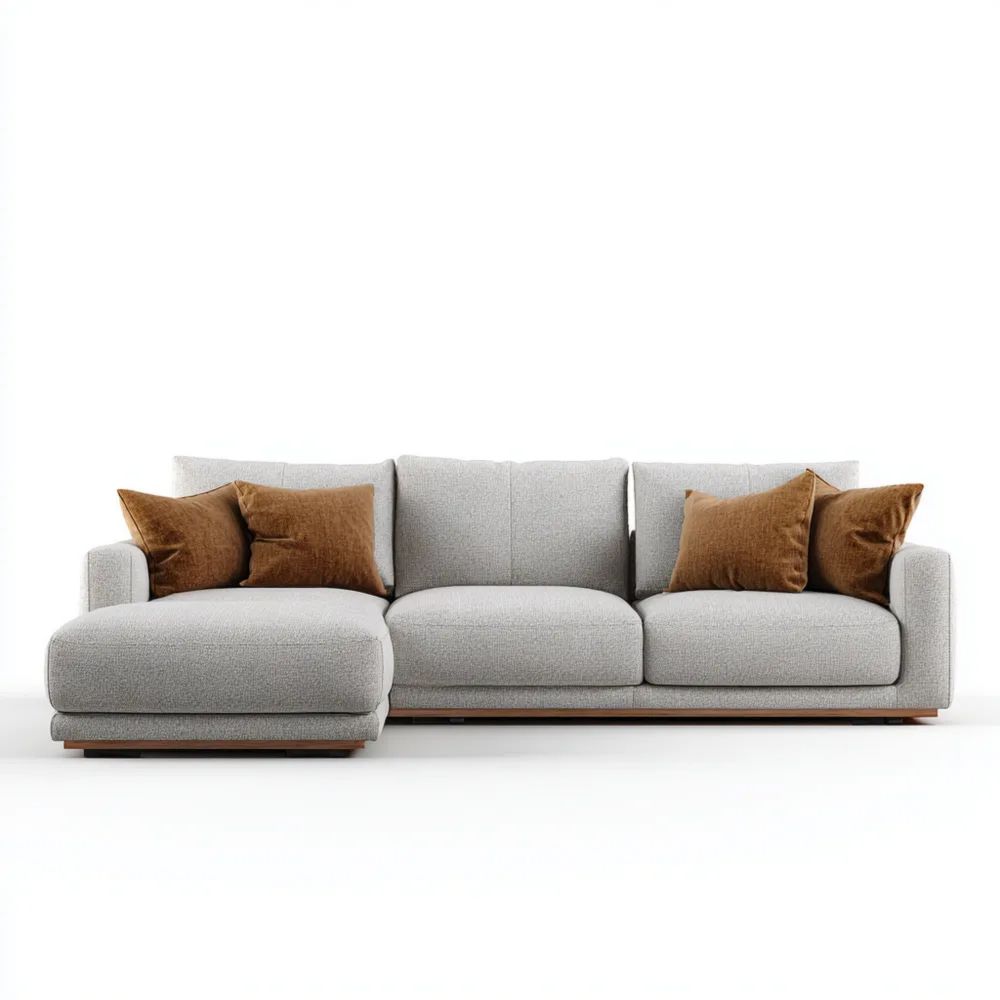 Ecksofa Stoff 250x150x85 cm – Hellgrau – Modernes Design