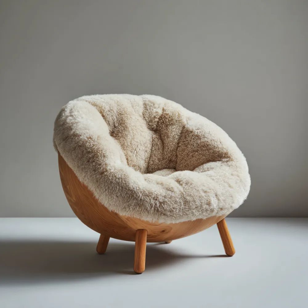 Sessel aus Holz 100x85x75 cm – Creme – Skandinavisches Design